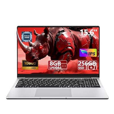 Ordinateur Portable 15,6 pouces Celeron N4000, PC Portable 8 Go RAM LPDDR4 SSD 256 Go Full HD 1920 x 1080, Laptop avec USB 3.0, Wi-Fi, mini HDMI, Bluetooth 4.2, prise en charge de l'extension SSD 1 To