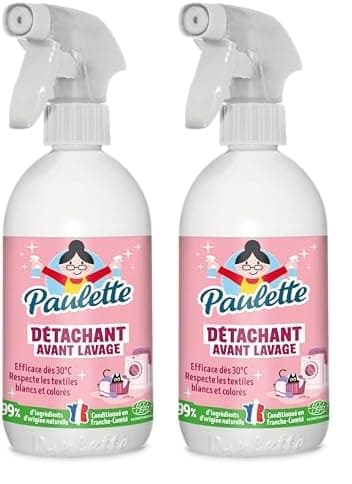 Paulette - Détachant Avant Lavage - Élimine Tous Types de Taches (Grasses, Protéinées, Oxydables) - 500 ml (Lot de 2)