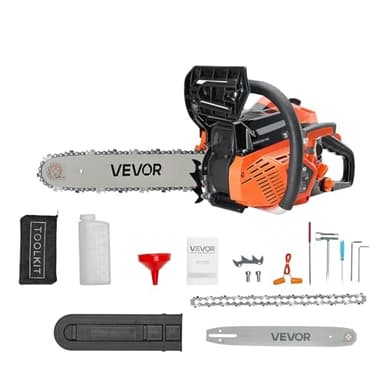 VEVOR Tronçonneuse à Essence 355 mm, Tronçonneuse Thermique 40 cc, 1,3 kW, avec Poignée Antidérapante, Double Réservoir de Carburant, pour Coupe de Bois, Élagage de Branches des Arbres, Défrichement
