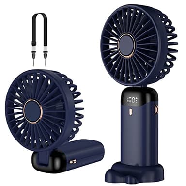 Rafada Mini ventilateur portable, rechargeable, petit ventilateur de poche avec 5 vitesses, batterie intégrée de 4200 mAh, ventilateur USB pliable pour bureau, extérieur