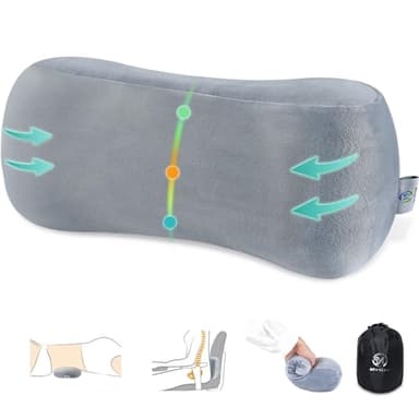 MzGro Coussin de Soutien Lombaire pour Fauteuil - Oreiller en Mousse mémoire pour douleurs dorsales - Coussin de Renfort pour Longue Assise, Conduite, Voyage, lit - Oreiller Polyvalent (Gris)