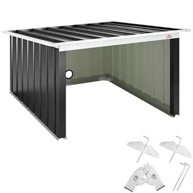 Garage Robot Tondeuse Toit monopente métal 89x90x54cm résistante intempéries 4X piquets Terre abri carport Herbe Anthracite