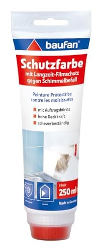Peinture protectrice Baufan 250 ml | avec film de protection | Peinture de rénovation | protection efficace à long terme | pour les surfaces à risque de moisissure