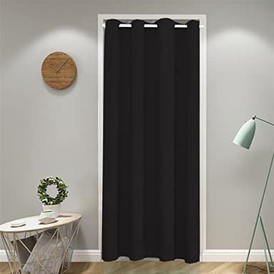 SK Studio Rideaux Occultants Isolation Thermique Rideaux à œillets Phonique Anti Bruit Rideau de Porte Interieur, Fixation sans perçage pour Porte, Chambre d'enfant Noir, 120x200cm