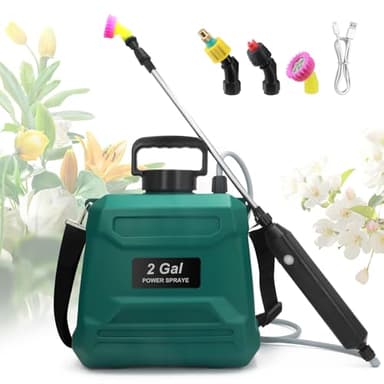 Pulvérisateur électrique 8L de Jardin, avec 3 Buses à Brume, Batterie 2000 mAh Rechargeable par USB, Lance Télescopique et Sangle Réglable,pour Toiture, Pelouse, Cour et Jardin. (Vert)