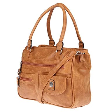 Christian Wippermann - Sac à bandoulière pour femme - De grande taille - Aspect cuir, cognac, 32 x 24 x 12 cm