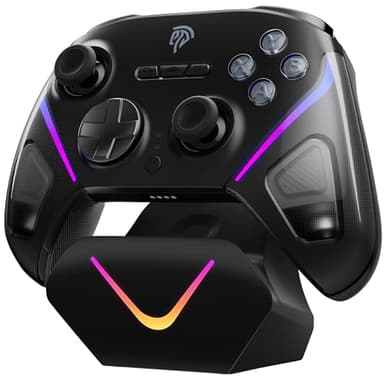 EasySMX Manette PC Sans Fil avec Station de Charge/RGB/TMR Joystick Déclencheur, Manette Switch/Switch2 Bluetooth Rechargeable, D10 Contrôleur Mobile pour Switch 2/Switch/PC/Android/iOS/Steam, Noir