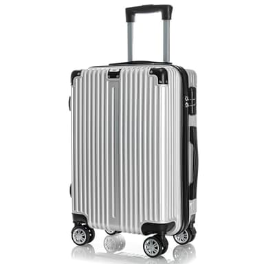 POSH Valise rigide à roulettes - Bagage à main - 4 roulettes - Valise rigide en matériau ABS - Valise de vacances en kit M-L-XL, argenté, L, Valise rigide en A, cadre en aluminium renforcé