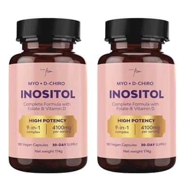 Myo-Inositol et D-Chiro Inositol SOPK 4100MG Gélules Véganes – Fonction Métabolique, Équilibre Hormonal et Bien-Être Psychologique – 9-en-1, Folate 5-MTHF, Chrome, Zinc, Vitamine B6, B12 & D3