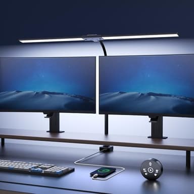 YICAIZI Lampe de Bureau LED 24W avec Pince - 1500LM 80CM Lampe de Lecture à DEL de Cygne avec Télécommande, Port de chargement USB pour Maison et Bureau, Noir