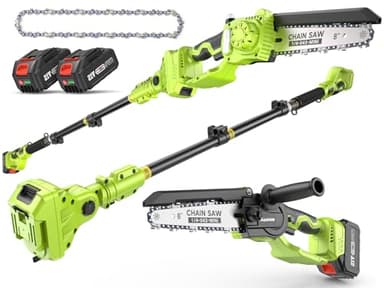 Supstable Élagueuse sur Perche sans Fil, Mini Tronçonneuse à Batterie 8 Pouces 8000 mAh avec Moteur Brushless, Perche Élagueuse Électrique 2 en 1, Extension jusqu'à 4,8 m, pour Branches et Jardin