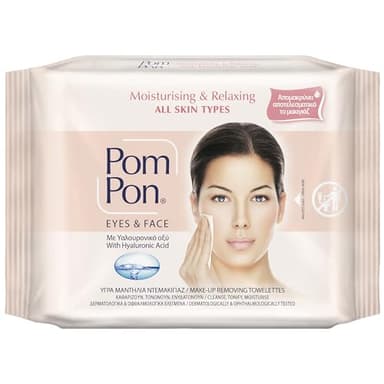 Pom Pon ALL SKIN Lingettes démaquillantes visage et yeux, aux ingrédients naturels, hydratants et relaxants, 20 unités