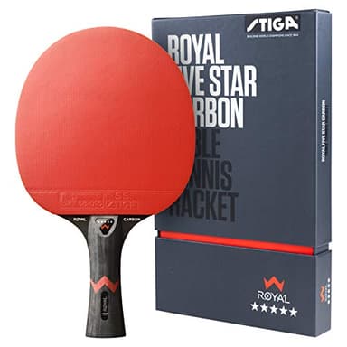 STIGA Raquette de Ping Pong Royal Carbon 5 Star - Raquette de Tennis de Table 5 Étoiles, Bois 5+2 Plis avec Fibre de Carbone, Revêtement ITTF, Technologie Touch Carbon, Manche Concave
