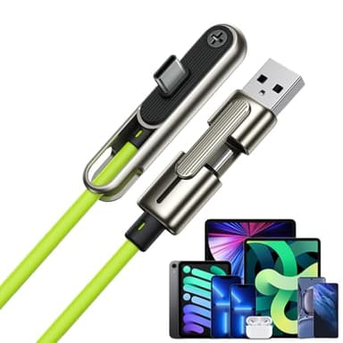 De Téléphone Invisible - 120 Cm 240 W Cordon De Charge Rapide Pliable Latéralement À Double Tête | Support De Chargeur Invisible 2 En 1 Pour Voyages En Plein Air, Randonnée, Smartphones, Tabl