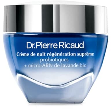 Dr Pierre Ricaud Crème de Nuit Régénération Suprême - Creme pour le Visage aux Probiotiques et Micro-ARN de Lavande Bio - Soin Anti-Age pour Femme - 40ml