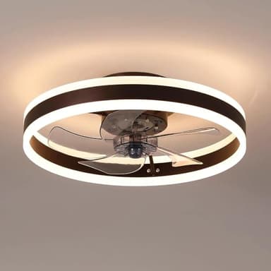 MOSSCO Silencieux Petit Ventilateur de Plafond avec Telecommande Pour une Utilisation en Toute Sécurité, 6 Vitesses et vent Réversible, LED Dimmable, 3 Températures de Couleur en Option 40 CM