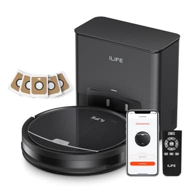 ILIFE V9 Pro Robot aspirateur et serpillère, aspirateur robot à vidage automatique, aspiration forte 3000 Pa, navigation gyroscopique, application/Alexa/télécommande, fonctionne avec Wi-Fi 2,4 G,