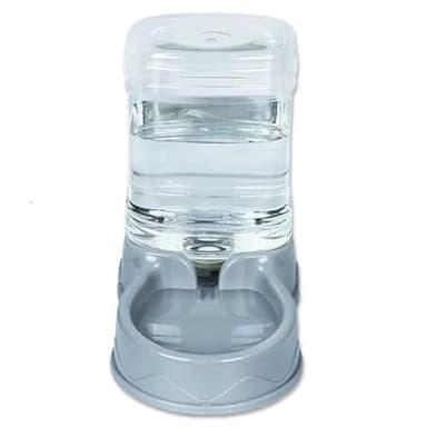 Distributeur automatique de nourriture ou d'eau pour chiens et chats de petite et moyenne taille - Distributeur de nourriture de 3,8 litres - Grand seau en plastique transparent (1 abreuvoir gris)