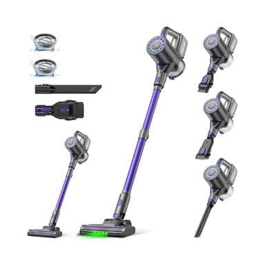 Suirviz U8 Aspirateur sans Fil, 4 en 1, 40kpa et 35 Min Aspirateur Balai sans Fil, Aspirateur Balai pour Nettoyer Les Poils d'animaux, Sols Durs et Tapis, Lumière LED Verte
