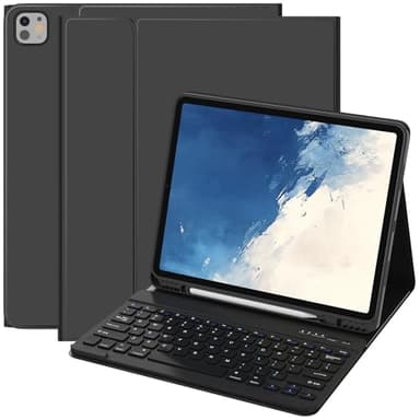 BQSS Coque Clavier pour iPad Air 13"(M3 2025 / M2 2024), Pro 12.9" 5/6 Ème Génération(2011/2022), AZERTY Français, Housse Amovible avec Clavier Bluetooth sans Fil