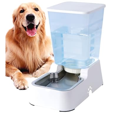 Distributeur automatique de nourriture pour chien de 5 l et distributeur d'eau pour chiens de taille moyenne et grande taille et autres animaux domestiques (distributeur d'eau blanc de 5 l)