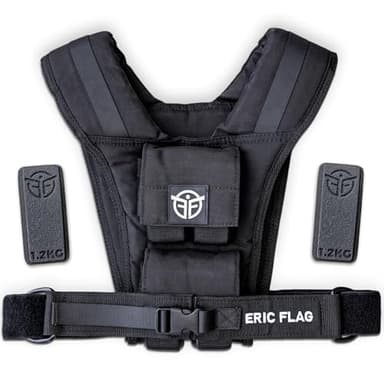 Eric Flag - Gilet Lesté 10kg Ajustable, Veste lestée Près du Corps avec Poids Amovibles en Fer, Adapté à Chaque Morphologie, pour Crossfit, Musculation, Street Workout et Course à pied