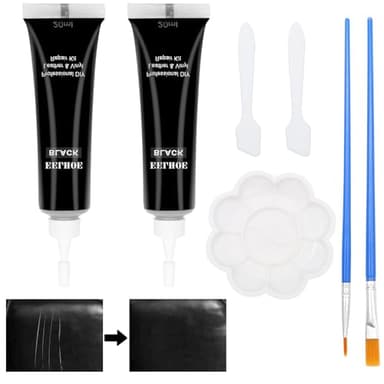 ZYNERY 2 Pcs Pâte Réparatrice Cuir, Kit Reparation Cuir, Kit Rénovation Cuir, Réparation Cuir avec Pinceau et Palette, pour Restaurer Meubles, Canapés, Sièges de Voiture, Vêtements en Cuir (Noir)