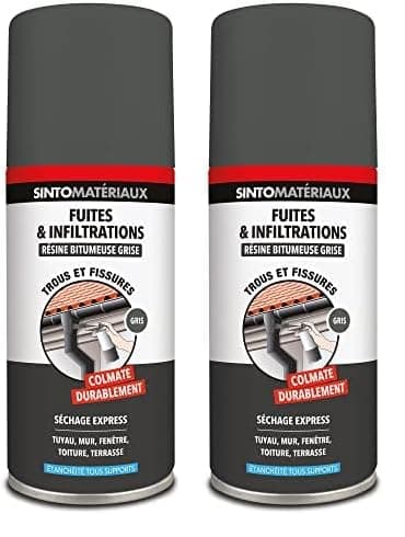 SINTOMATERIAUX - Spray Etanchéité - Résine Bitumeuse - Répare Fuites et Infiltrations - Protège de la Rouille- Reste Flexible - Intérieur Extérieur - Se Peint - Gris- Technique Professionnelle - 150ml