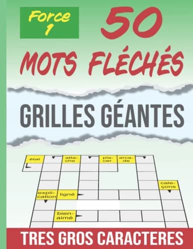 Mots Fléchés Adultes Niveau 1: TRES GROS CARACTERES | 50 Grilles | Stimulant, amusant et anti-stress. Idée cadeau original.