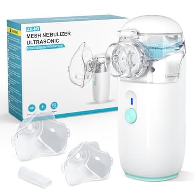 NAHKZNY Nebulisateur Inhalateur Portable Nébuliseur Silencieux Aérosol Rechargeable par Câble USB Efficace pour Adultes Enfants avec Accessoires Faciaux Embout Buccal