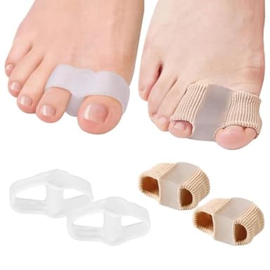2 Paires Correcteur D'orteil élastique avec 2 Boucles, Séparateurs d'orteils Orthese, Ecarteur Orteil Double pour hommes et femmes pour Soulager la Pression du Pied