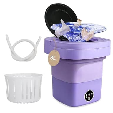 Mini machine à laver pliable, 8 l, petite machine à laver de camping, avec sèche-linge, petite taille efficace pour vêtements de bébé, sous-vêtements, camping, camping-car, cadeaux
