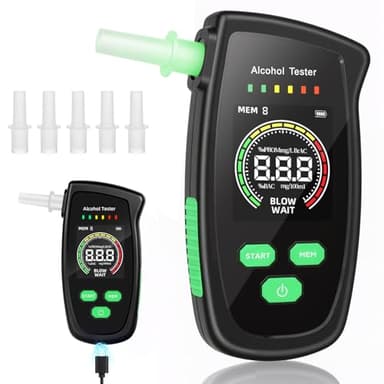 XEOOCE Ethylotest Electronique - Etiloteste Electronique, Alcotest Numerique avec 5 Embouchures, ethylometre mesures de Haute précision, pour Tests personnels domestiques (Black)