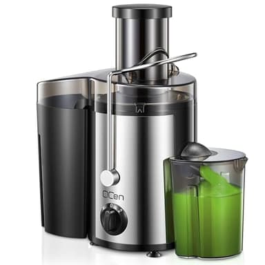 Extracteur de Jus Centrifuge 800W avec Large Goulotte de 3 Pouces, Facile à Nettoyer, Acier Inoxydable, Sans BPA, Idéal pour Fruits et Légumes (Sliver, 500W)