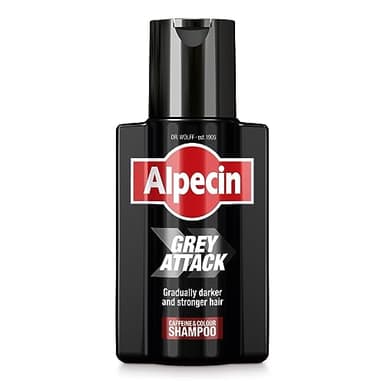 Alpecin Grey Attack Shampooing colorant à la caféine 200ml, graduellement plus foncés et forts, Effet colorant contrôlé, naturel pour des cheveux moins gris, Prévient chute des cheveux