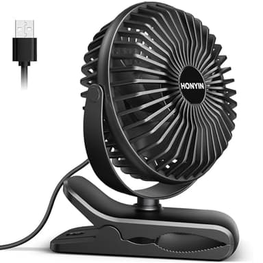 HONYIN Mini Ventilateur à Pince, Rotation°720 Ventilateur de Table avec Clip, Petit ventilateur USB, air puissant et fonctionnement silencieux, pour Maison Table Bureau, Alimenté par USB