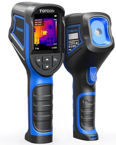 TOPDON Caméra thermique TC004 Mini, Résolution IR 240x240, 15 Heures d'Autonomie, -20°C à 450°C, 25Hz, Alertes de Température Auto, pour l'entretien de la maison, l'inspection des fuites, CVC