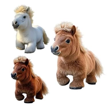 Robot Horse Toy, mon robot réaliste P ony, mignon en peluche électrique interactive Horse intelligent, cheval électronique complémentaire en peluche, peluche de poney interactif Walk le long