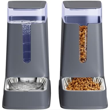 Lot de 2 distributeurs automatiques de Nourriture pour Chat et d'eau pour Chat - Distributeur Automatique de Nourriture pour Chien et Chien - 3,5 l - pour Chiens de Petite, Moyenne et Grande Taille -