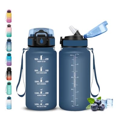 Grsta Gourde, 500ml Gourde Enfant, Gourdes avec Paille, Anti-Fuite, Gourdes Sport, Facile à Nettoyer, Gourd Graduée avec Slogan de Motivation, pour l'École, Bureau, Voyage, Camping