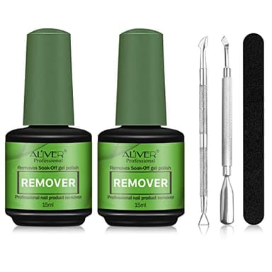 Dissolvant Vernis Semi Permanent 2 Pièces, Gel Nail Polish Remover, Enlève Rapidement et Facilement le Vernis en Gel Avec Lime à Ongles et Grattoirs