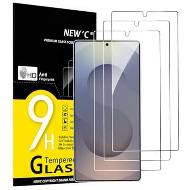 NEW'C Lot de 3, Verre Trempé pour Samsung Galaxy S25 Ultra, Film en Protection écran efficace contre les Rayures - sans Bulles - Ultra Résistant- HD Ultra Transparent - Dureté 9H Glass