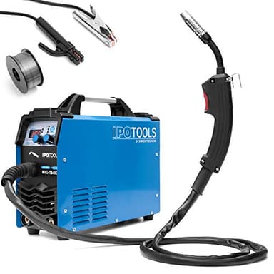 IPOTOOLS MIG-160ER poste a souder MIG MAG - Poste à souder MIG avec 160A 230V IGBT, 5 en 1 Poste MIG Flux MMA électrodes, Poste de Soudage Portable, garantie de 7 ans