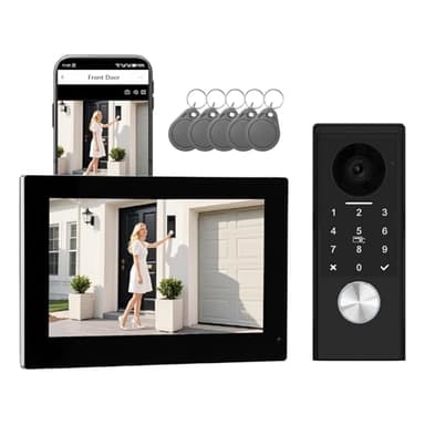 Visiophone filaire 2 Fils, Sonnette avec caméra, caméra Full HD, Interphone Vidéo prend en charge le mot de passe, écran tactile couleur 7" et audio bidirectionnel, Tuya app, détection de mouvement