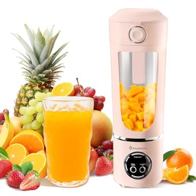 EasySpeed Mixeur portable portable 700 ml Mini mixeur personnel 1500 mAh électrique type C par USB, 12 lames en acier inoxydable, 4 réglages de vitesse, pour voyages et utilisation au bureau Rose