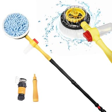 Kikuo Brosse De Lavage Telescopique Toiture avec Long Manche, Brosse de Lavage de Voiture Rotative à 360° avec Mousse Automatique, Kit de Nettoyage de Voiture pour Voiture, Camping-Car, Jardin