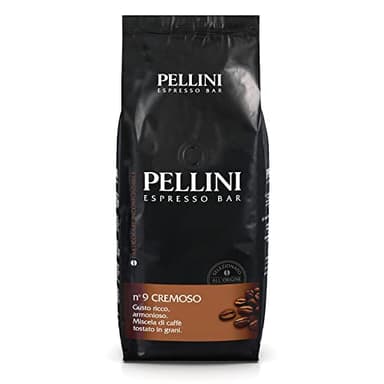 Pellini N.9 Crémeux, Café en Grains pour Espresso 1kg, Mélange d'Arabica et de Robusta au Goût Riche et Harmonieux, Café en Grains à la Torréfaction Moyenne