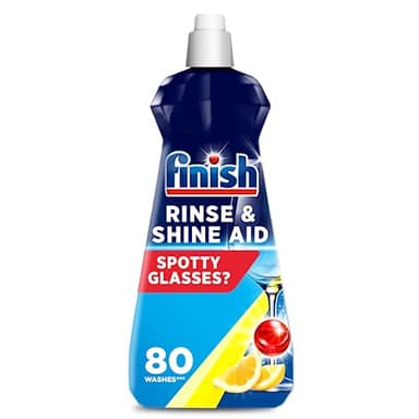 Finish | Finish Liquide de rinçage et de brillance pour lave-vaisselle | Citron | 400 ml | Pour verres secs et prévention des taches