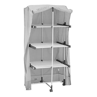 Black+Decker Séchoir à Linge Chauffant à 3 étages avec Housse et roulettes en Aluminium Gris Froid 140 x 73 x 68 cm