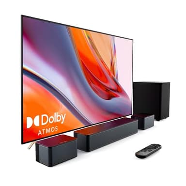 ULTIMEA Barre de Son Dolby Atmos 5.1, Système de Son Surround 3D Barre de Son TV avec Caisson de Basse sans Fil, Enceintes TV Home Cinema Bass Réglable, Série Poseidon D60